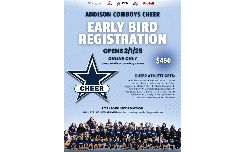 Addison Cowboys cheer registration